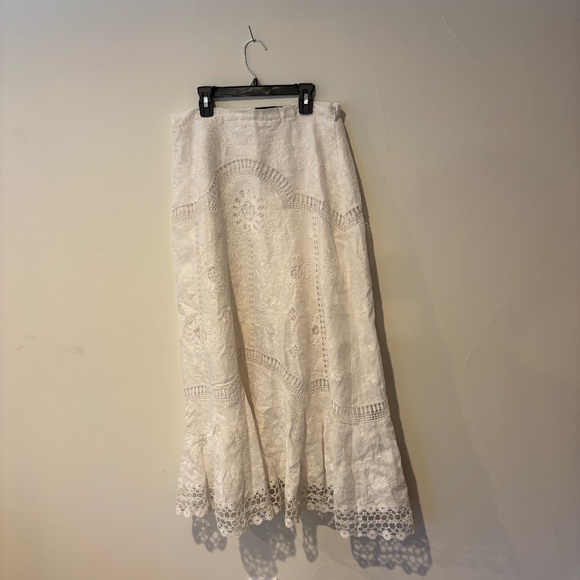 Polo Ralph Lauren White Eyelet Maxi Skirt, Sz 8 , 100%cotton - Picture 4 of 5